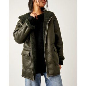 FREE PEOPLE Miller Vegan Jacket / Forest Combo